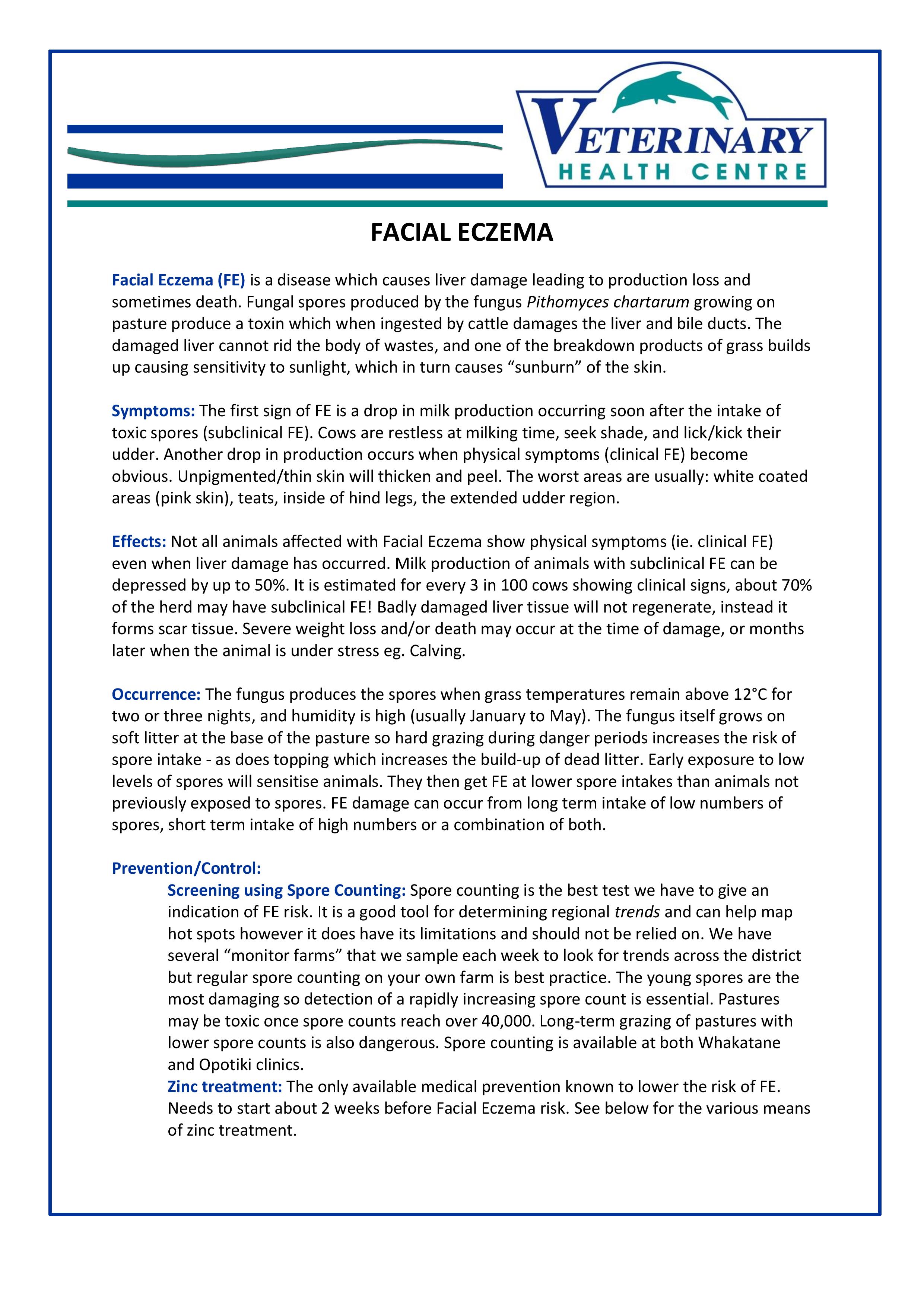 facial eczema spore counts Facial eczema spore counts